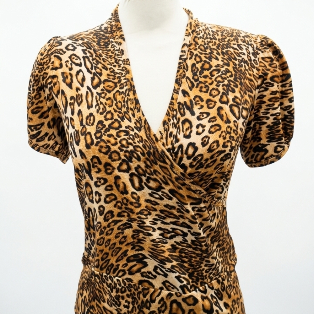 Sandra Angelozzi Leopard Print Wrap Blouse
